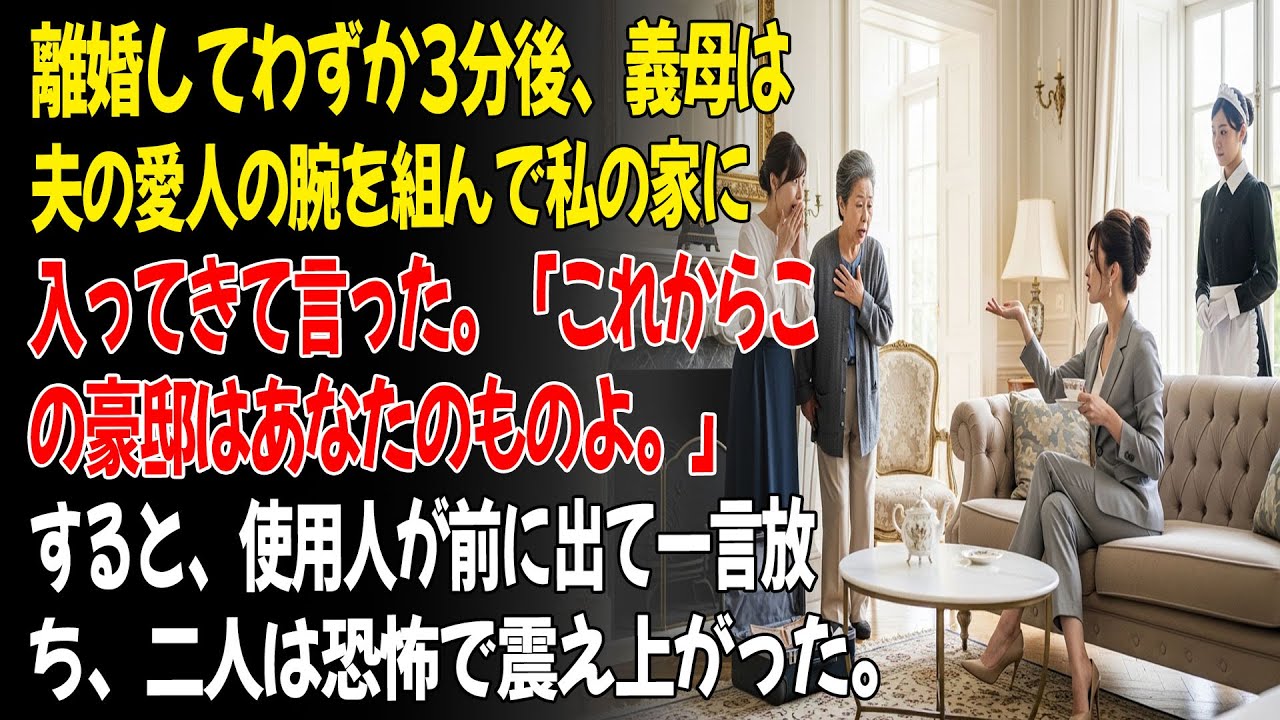 ❤️離婚してわずか3分後、義母は夫の愛人を家に連れて帰ってきた。すると、家政婦が明かした秘密に、義母と夫の愛人は言葉を失った。😡...ㅣ黄昏恋ㅣ老後の物語ㅣ再婚