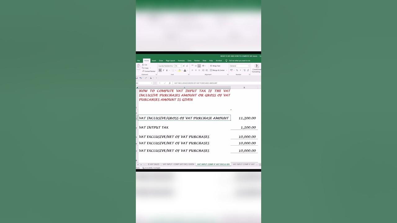 How to compute vat input tax if the vat inclusive purchases amount is