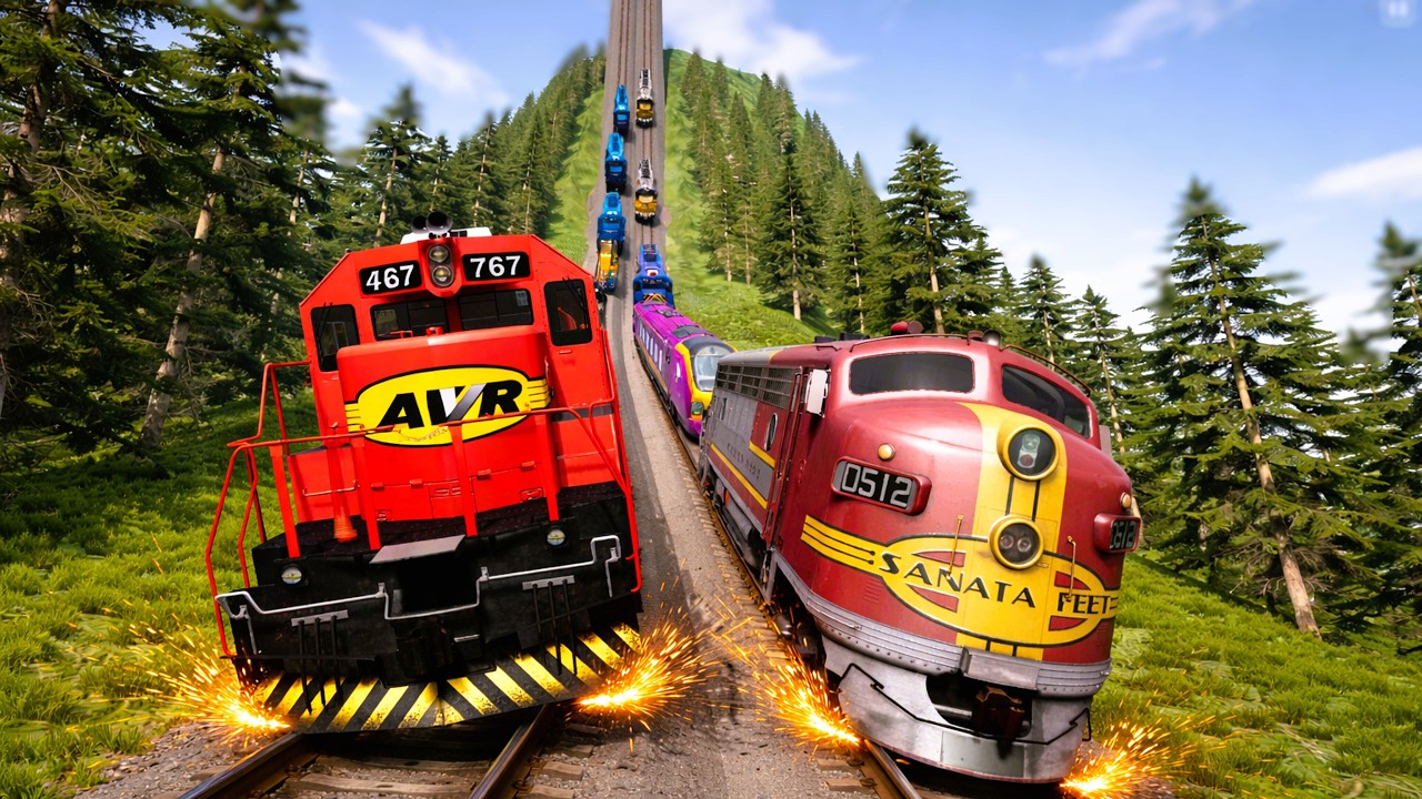 Extreme Train Crashes # 29 ( Impossible big loop! Part 2 ) | @beamng