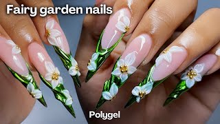 Fairy Garden Nails polygel nail extensions at home long stiletto nails Summer nails