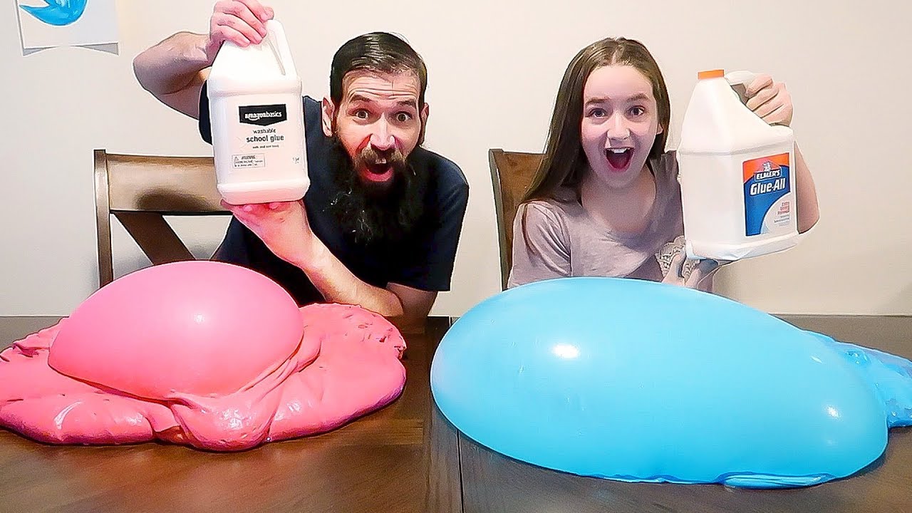 1 GALLON OF ELMER'S FLUFFY GLUE ALL VS 1 GALLON OF  BASICS FLUFFY SCHOOL  GLUE - GIANT SLIMES 