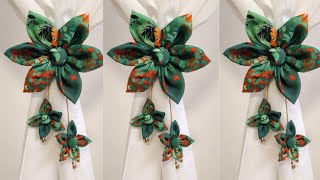 DIY HOW TO MAKE FABRIC FLOWER  FROM OLD CLOTHES | TIEBACK CURTAIN | BEST OUT OF WASTE | RECYCLE Resimi