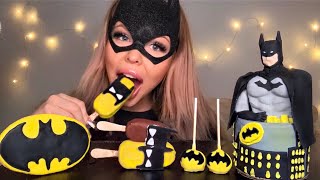 ASMR EDIBLE BATMAN DOLL, BATMAN CAKE, MAGNUM ICE CREAM, CAKE POPS, HALLOWEEN EDITION MUKBANG 먹방