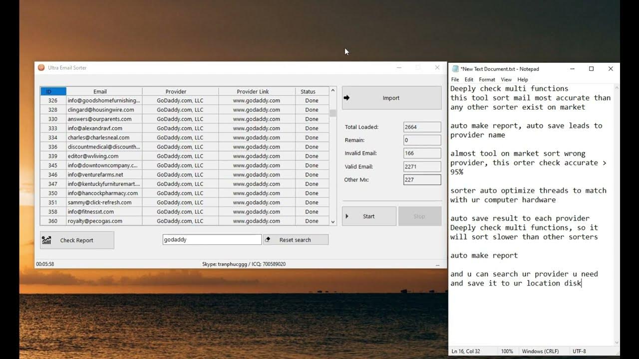 Email Sorter Pro Sort GoDaddy, IONOS, NameCheap, RackSpace Email