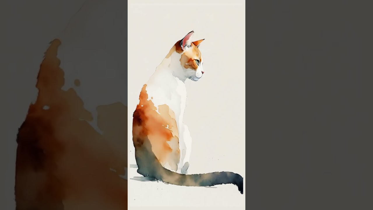 Sitting Cat — Watercolor Printable Wall Art