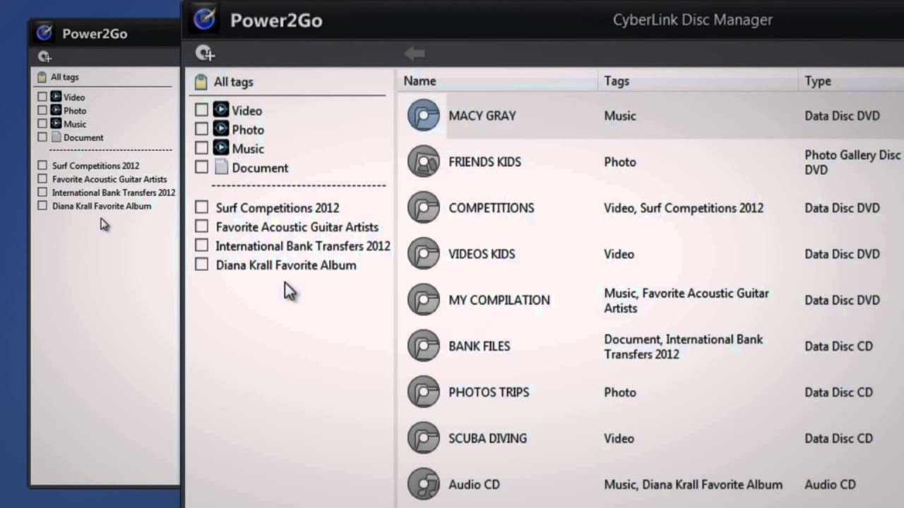 Power2Go 10 - Disc-Manager