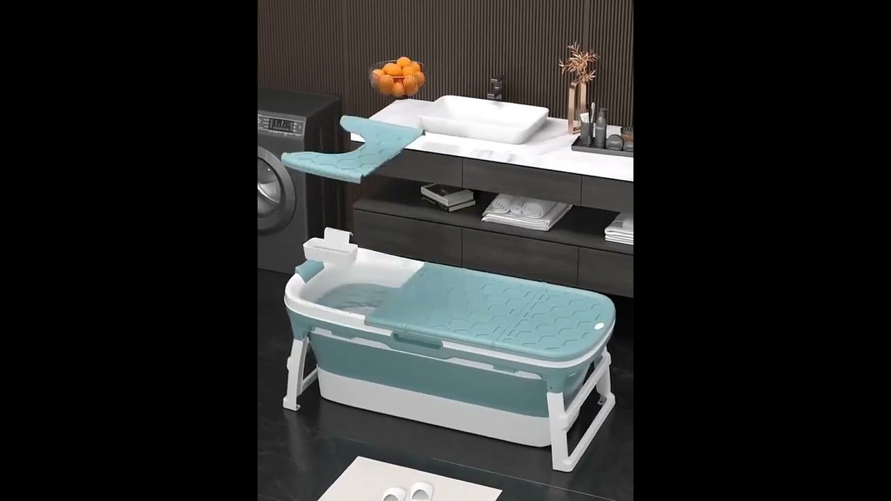 Portable Foldable Bathtub for Adult , Portable Hot Tub, Health TPE Material, Blue