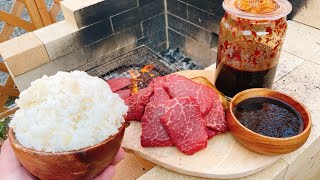 自家製特濃コク旨焼肉のタレが爆盛りマンガ飯をかっさらっていくぅ！店に出せるレベル！！