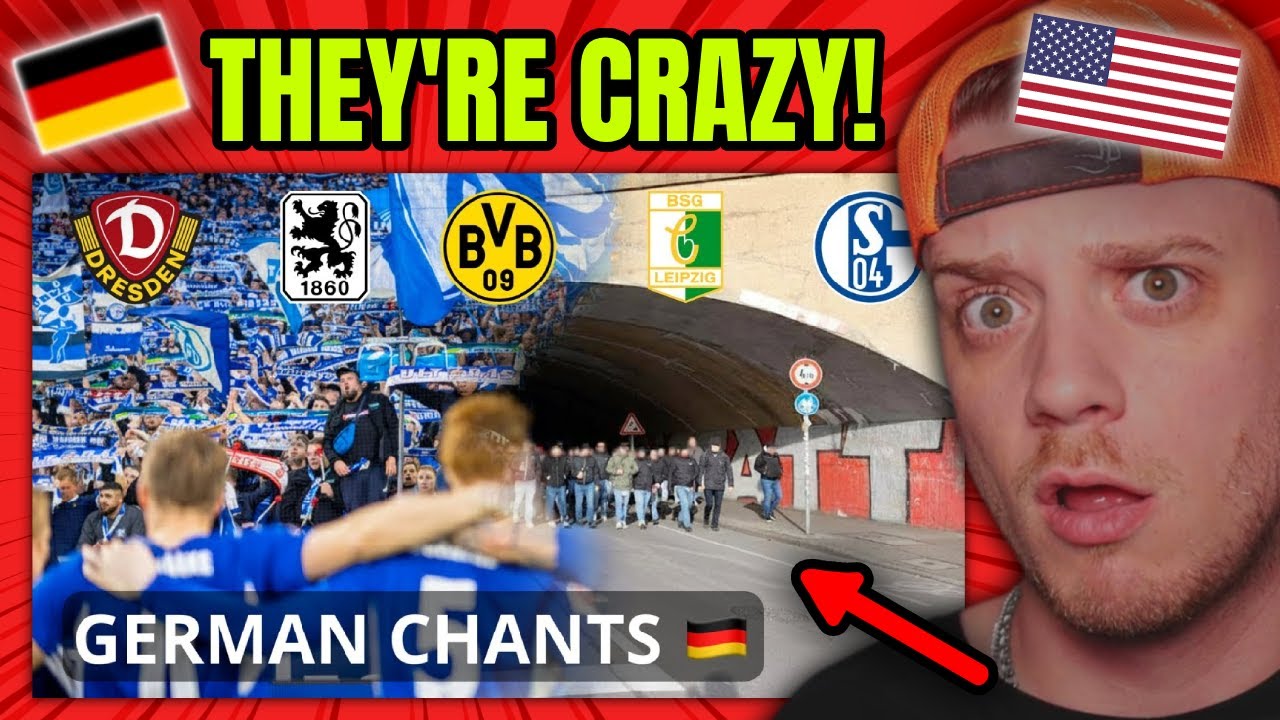 Американская реакция на немецкие футбольные кричалки (английские субтитры)