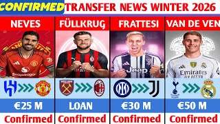 New Confirmed Transfers And Rumours Winter 2026Fullkrug To Ac Milan,Neves To Man United