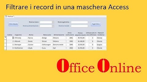 Filtrare i record in una maschera Access