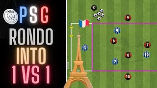 PSG Rondo Into 1vs1 | Attacking & Defending 1vs1 | Football/Soccer