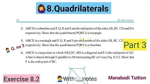 9th class maths| Chapter 8|Quadrilaterals| 💁‍♂️Exercise 8.2| Q no 3 |part 3|with notes |CBSE| NCERT|
