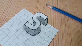 Easy 3d Drawing Letter S / How To Draw Capital Alphabet For Beginners #shorts