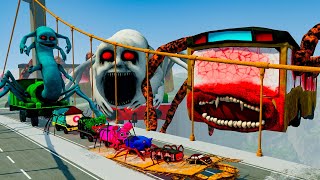 ALL MONSTERS.EXE Big & Small Cars vs Broken Bridge with CURSED THOMAS & BUS EATER  - BeamNG.Drive