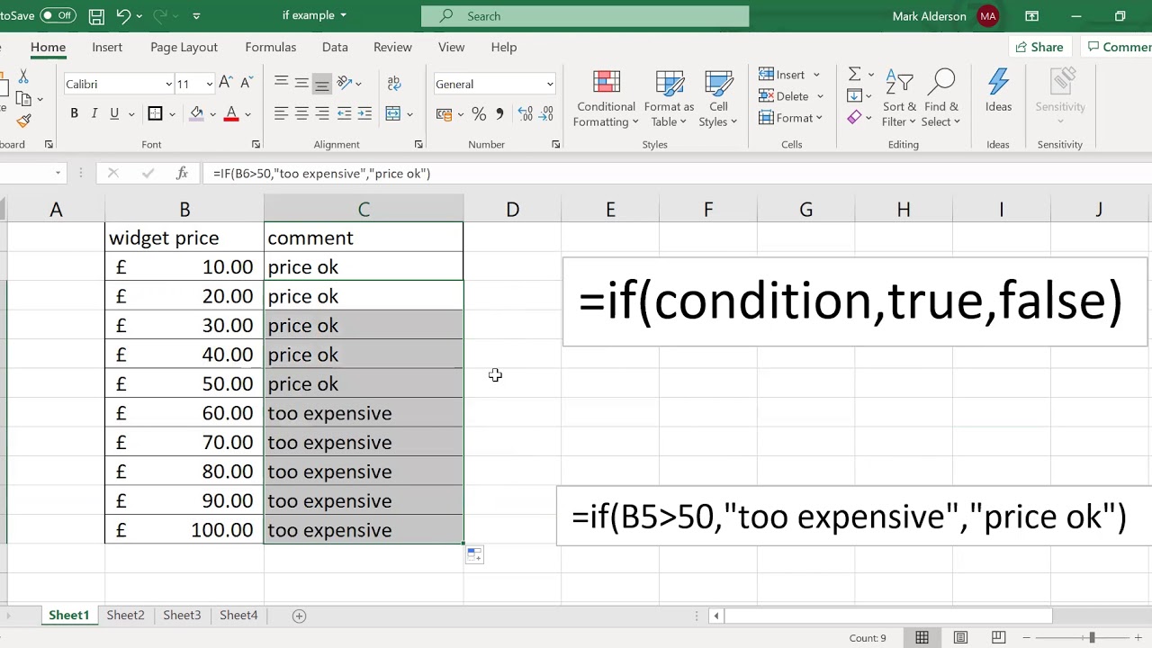 if function spreadsheet tutorial cd 3 - YouTube