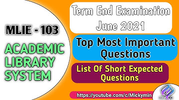 MLIE - 103 ,  Top Most Short Questions For Term End Examination | List Of Expected Questions