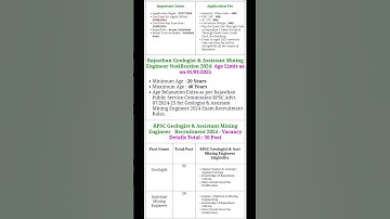 Rajasthan RPSC Geologist & Assistant Mining Engineer Recruitment 2024 #engineer