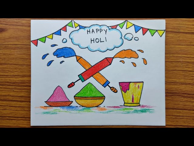 Holi Festival Drawing With Pencil Colour | Holi Special Artwork | Casino