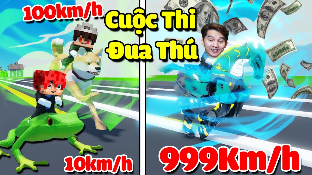 MINI GAME : CUỘC THI ĐUA THÚ ** NOOB TEAM CƯỠI CHÓ CHẠY ĐUA TRONG ROBLOX ??
