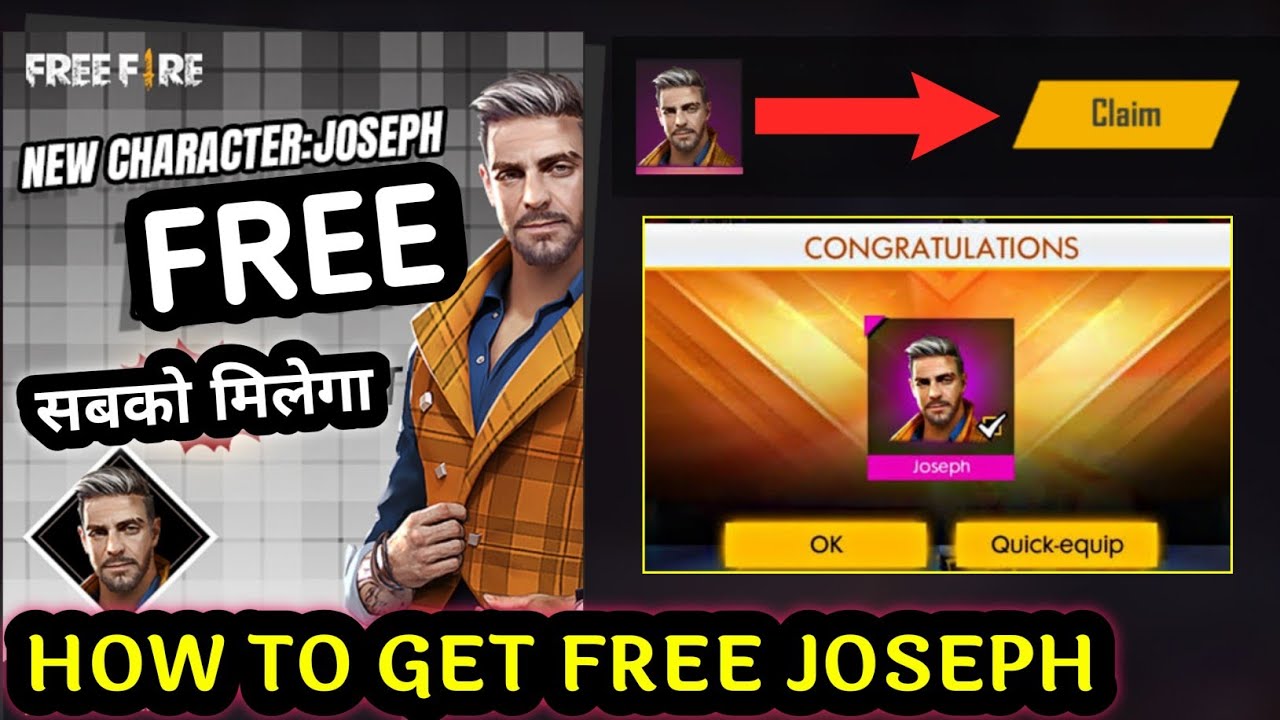 How To Get Free Joseph Character In Free Fire Without Top Up Joseph Character Free Mein Kaise Le Youtube