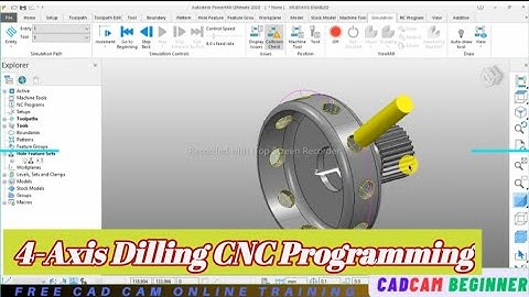 4-Axis Dilling CNC programming | Powermill tutorial for beginners in Urdu/hindi
