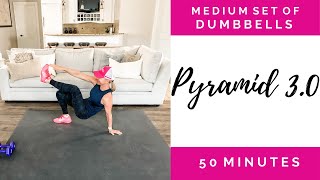 50-Minute Pyramid 3.0 Workout | Total Body | Dumbbells
A fan favorite, 50 Minute Pyramid Power with Dumbbells that you can do at home!
Follow along as we climb up and down this 7-move pyramid workout! We will work between cardio and strength exercises for an effective 50 Minute Total Body Workout.
You will work through 7 exercises, each done for 30 seconds. We will work our way up and then back down the latter, taking exercises off as we work back down the ladder.
EQUIPMENT: Medium to Heavy Set of Dumbbells (10 - 20 lb dumbbells)
INSTRUCTIONS: You’ll perform each exercise for 30 seconds at a time. Adding on moves as we climb u the pyramid.
Here is an example of the layout of the workout:
Movement 1 - 30 Seconds
Rest 30 Seconds
Movement 1 + 2 (1 Minute total)
Rest 20 Seconds
Movement 1 + 2 + 3 (1 Minute + 30 Seconds total)
Rest 30 Seconds
And so on until you get to the top of the pyramid. Then we will go back down the pyramid in reverse order (starting with exercise 6 and going down to exercise 1).
Grab your sweat towel and water bottle, press ‘play’ and follow along with this guided workout video. I’ll coach you through each exercise and motivate you until the very end!
If you’re looking for the exercise list it’s below. But please make sure to follow along my video for tips and pointers of proper exercise form!
50 Minute Dumbbell Pyramid Workout
1. 4 Renegade Rows | 4 Mountain Climbers
2. Squat Jacks
3. Push Up T
4. Lateral Chase the Weight
5. Squat Lunge Lunge with Overhead Press
6. 3 Squat Jumps | 3 Tricep Extensions
7. Toe Touch Abs
AND once you finish this workout, try this foam rolling workout to relieve tight muscles: https://youtu.be/H-0RwJkVveo
Get Healthy U is a fitness hub founded by Chris Freytag that educates and inspires women to make healthy lifestyle choices. GHU covers exercise tutorials, fun and effective workout routines and delicious, nutritious recipes that keep your body happy and healthy.
Chris Freytag is a fitness expert with 25+ years of experience studying exercise and nutrition. Shes dedicated to helping others use movement to feel good, be happy and love life. Chris is a highly-qualified trainer, with these certifications:
- ACE Certified Personal Trainer
- ACE Certified Health Coach
- ACE Certified Group Fitness Instructor
- YogaFit Certified
- Pilates Trained Mat and Reformer
- ACE Board of Directors – Emeritus Member
- Board of Visitors, J-School, Mass Communications, UW-Madison - Bachelor’s Degree in Journalism from University of Wisconsin
- Author of 7 books and dozens of fitness DVDs
Subscribe to GHU!
https://www.youtube.com/channel/UCLg 2eODOn18V7LOOC9rNg?sub_confirmation=1
Like us on Facebook!
https://www.facebook.com/chrisfreytagpage
Follow us on Instagram!
https://www.instagram.com/chrisfreytag/
Visit GHU!
https://gethealthyu.com 50-Minute Pyramid 3.0 Workout | Total Body | Dumbbells