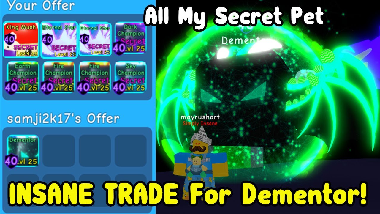 I Traded All My Secret Pets For Dementor Pet Traded My Shiny King Mush Bubble Gum Simulator - funny com she cried when i traded rarest pet in bubble gum simulator roblox