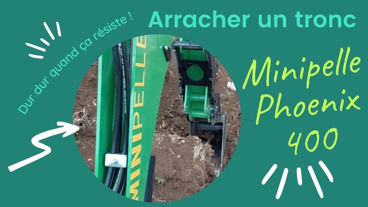 Arrachage d´un tronc d´arbre avec une minipelle PHOENIX 400 _mars_2023