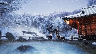 Hot spring ASMR perfect for snowy winter