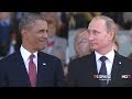 Obama  putin face to face on dday