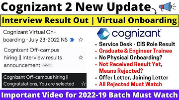 Cognizant All Roles Interview Result Are Out⚡ How to Know Interview Result? Only Virtual Onboarding?