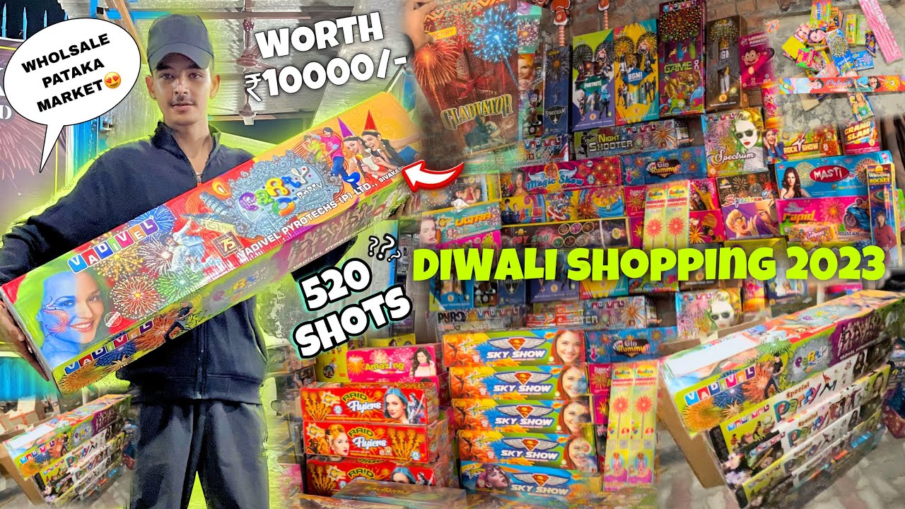 Diwali SHOPPING 2023 *520 SHOTS😍* Wholesale PATAKA MARKET😱 YouTube