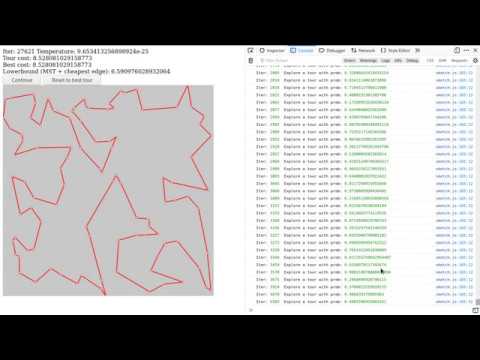 [Local Search] Solve Travelling Salesman Problem using Simulated Annealing (100 vertices)