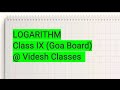 Logarithm #Class 9#Video 2 # Goa Board #video #youtube #maths #education