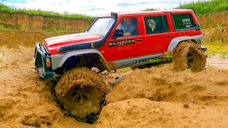 RC CARS Stuck in MUD - Rescue WINCH | Nissan Patrol Gmade 4x4 and RC TRUCK ZIL 131 Axial 6x6