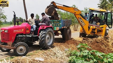 Mahindra 585 Di tractor fully loaded trolley by JCB 3DX Machine | Tractor and JCP videos | CFV |
