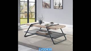Acme LV00430 Latitude run brantley sandy gray finish industrial modern coffee table with lower shelf