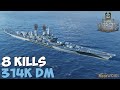 World of WarShips | Montana  | 8 KILLS | 314K Damage - Replay Gameplay 4K 60 fps