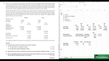 ACCA Performance Management (F5) Exam, June 2014, Q5, Sales mix and quantity variances (Valet Co)