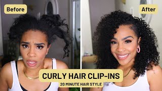 🚨WOW!! 😳20-MINUTE HAIR TRANSFORMATION! Water Kinky Curly Clip Ins