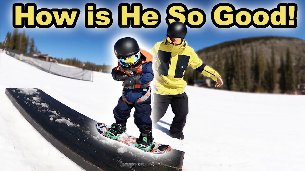 Toddler Snowboards His First Rail YouTube