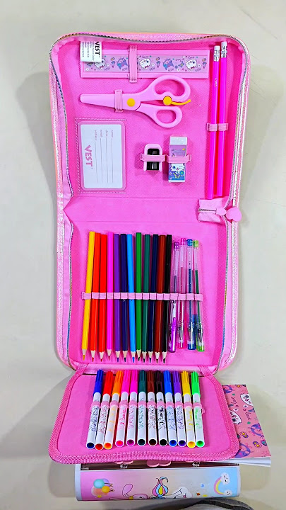pencil case with stationery items & colour, unboxing and review, #stationery #artkit #pencilcase