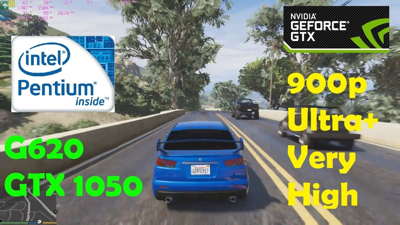 GTA V - VisualV|PENTIUM G620|GTX 1050|6GB RAM|Gameplay|Benchmark FPS