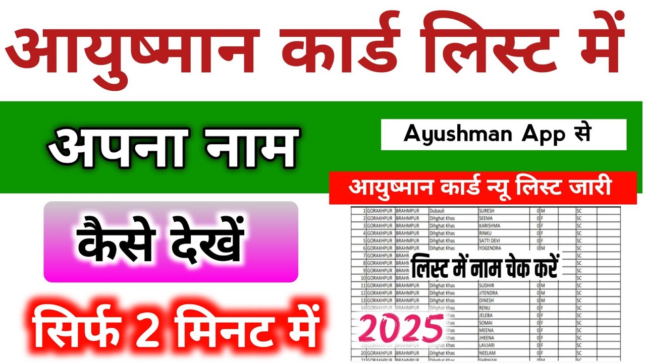आयुष्मान कार्ड लिस्ट में अपना नाम कैसे देखें | Ayushman card new list | Pmjay new list 2025