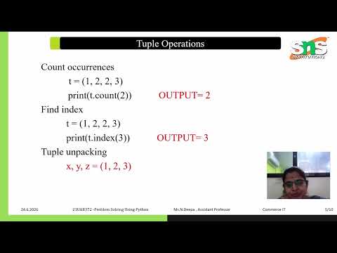 Types of Python -Tuples | Problem Solving using Python | SNS Institutions