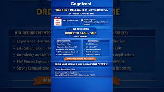 Cognizant Mega Walk-in 2026 🔥 | OTC Order to Cash SME Jobs | Hyderabad Hiring | 19 Vacancies #job