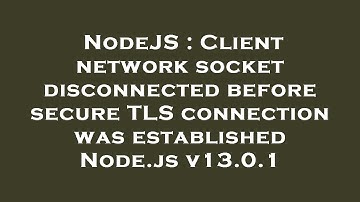 NodeJS : Client network socket disconnected before secure TLS connection was established Node.js v13
