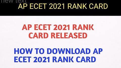 AP ECET 2021 RANK CARD RELEASED HOW TO DOWNLOAD AP ECET 2021 RANK CARD #APECET2021RANKCARD