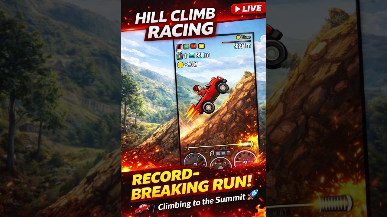 INSANE LIVE CHALLENGE🔴 Crazy Stunts Hill Climb Racing | #shorts #kids #live #gaming #nitsislive